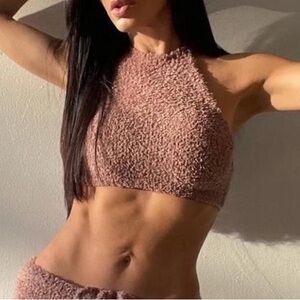 SKIMS Textured healter Top in Brown